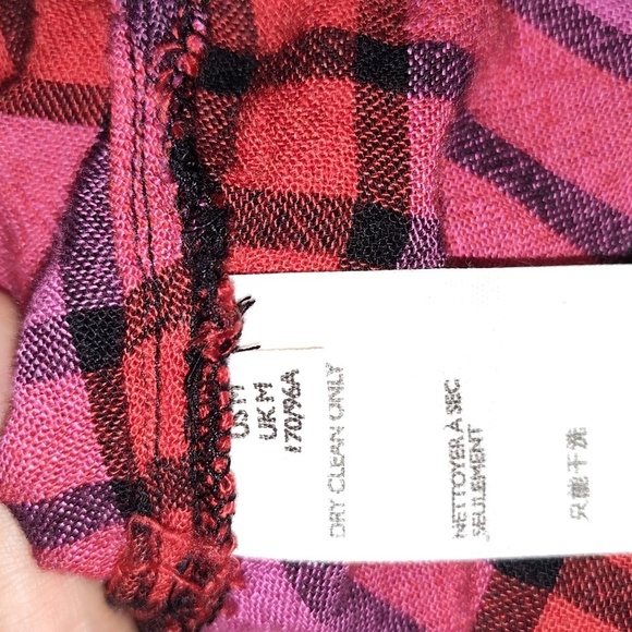 Free People Pacific Dawn Drawstring Plaid Shirt size medium with raw him - Picture 4 of 8